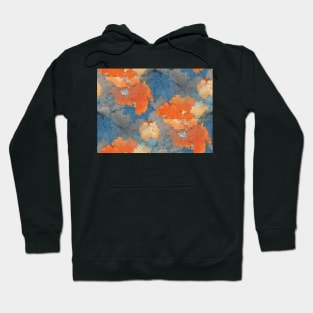 Flower Design in Orange And Blue Hoodie